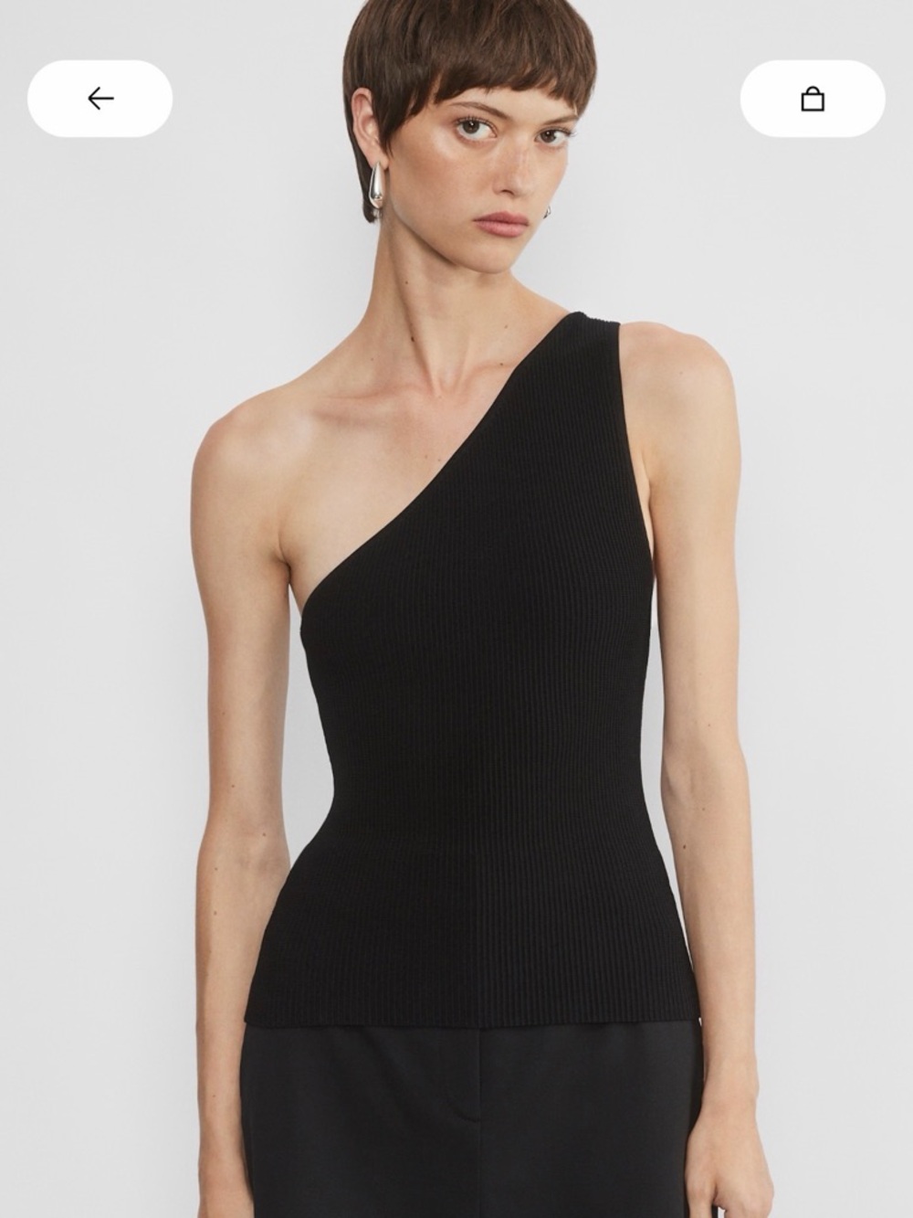 Babaton/Aritzia One-Shoulder Ribbed Black Tank